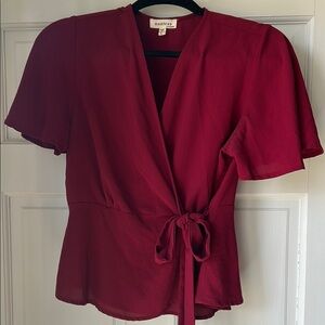 Monteau Red Wrap Tie Front Blouse